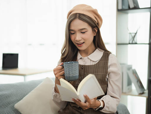 Reading while wearing a hat